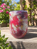 Handmade Pink Gold Marbled Hydro Dip Tumbler – 12oz Insulated Stainless Steel Wine Cup
