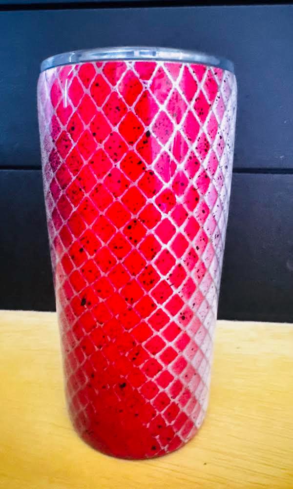 Patriotic Fish Tumbler | 20oz Red White Blue Tapered Cup | American Flag Stainless Steel Tumbler
