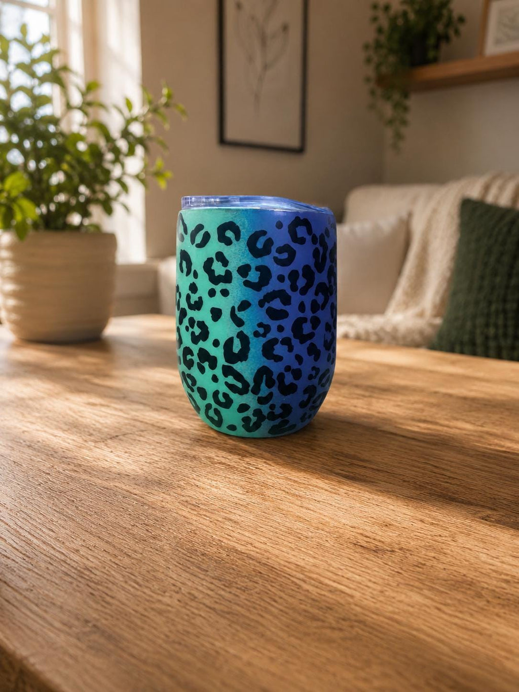 Matte Rainbow Cheetah Tumbler | 12oz Insulated Leopard Print Coffee Cup